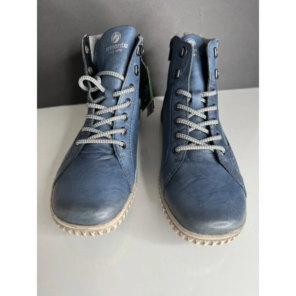 Remonte R8276-14 Liv 76 Baltic Royal Grey Leather High Top Sneaker 41 US 9.5 - Picture 4 of 8